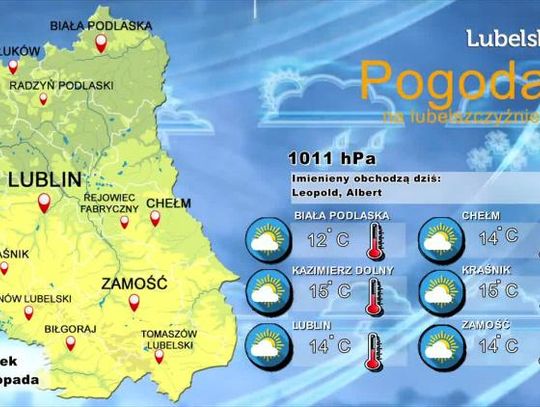 Pogoda na Lubelszczyźnie - Piątek, 15 listopada