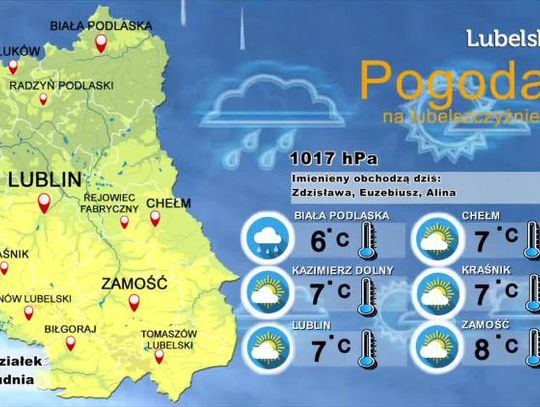 Pogoda na Lubelszczyźnie - Poniedziałek, 16 grudnia