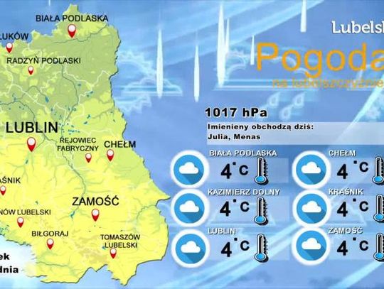 Pogoda na Lubelszczyźnie - Wtorek, 10 grudnia