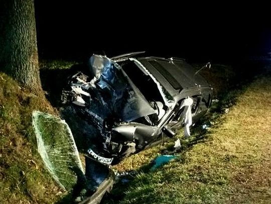 Samochód czołowo uderzył w drzewo