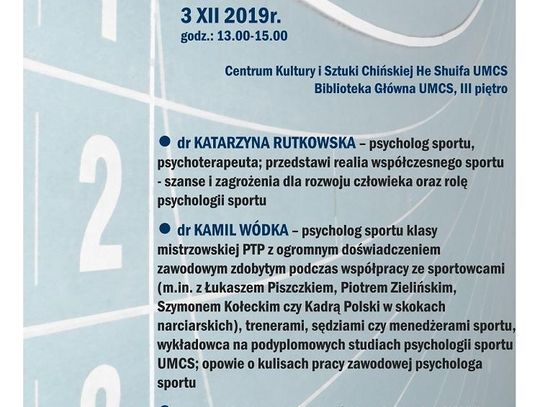 Spotkanie poświęcone psychologii sportu