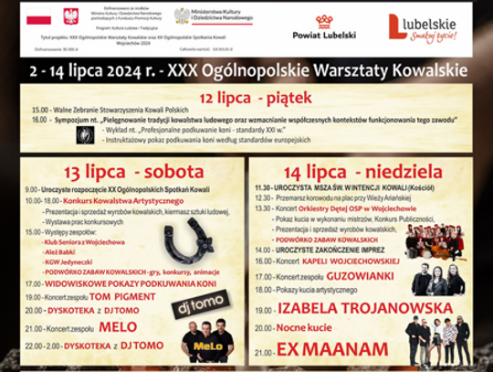 XX Ogólnopolskie Spotkania Kowali Wojciechów, 12-14 lipca 2024 r.