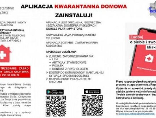 ZACHĘCAMY DO KORZYSTANIA Z APLIKACJI "KWARANTANNA DOMOWA"*