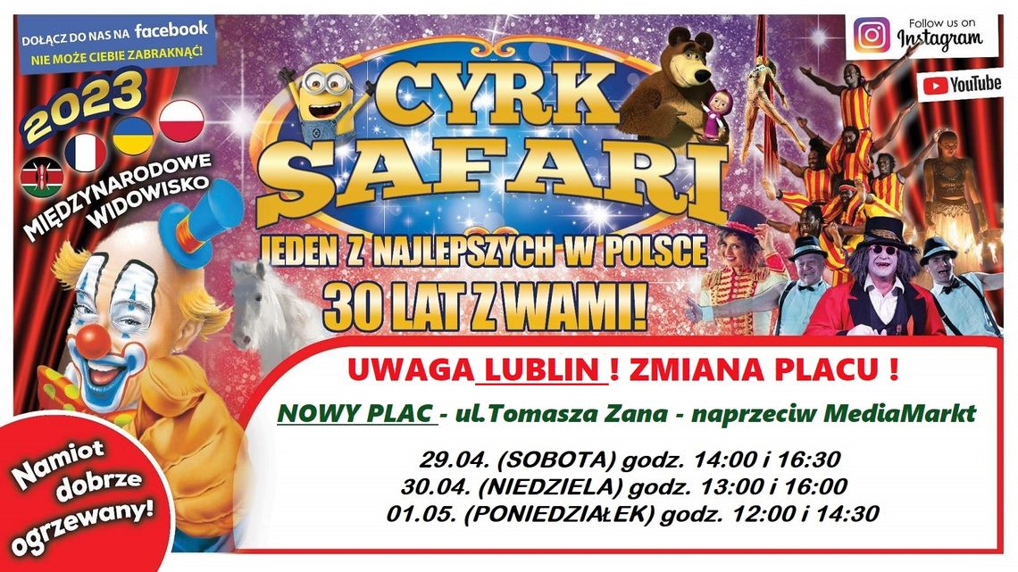 Cyrk Safari w Lublinie - ZMIANA MIEJSCA!