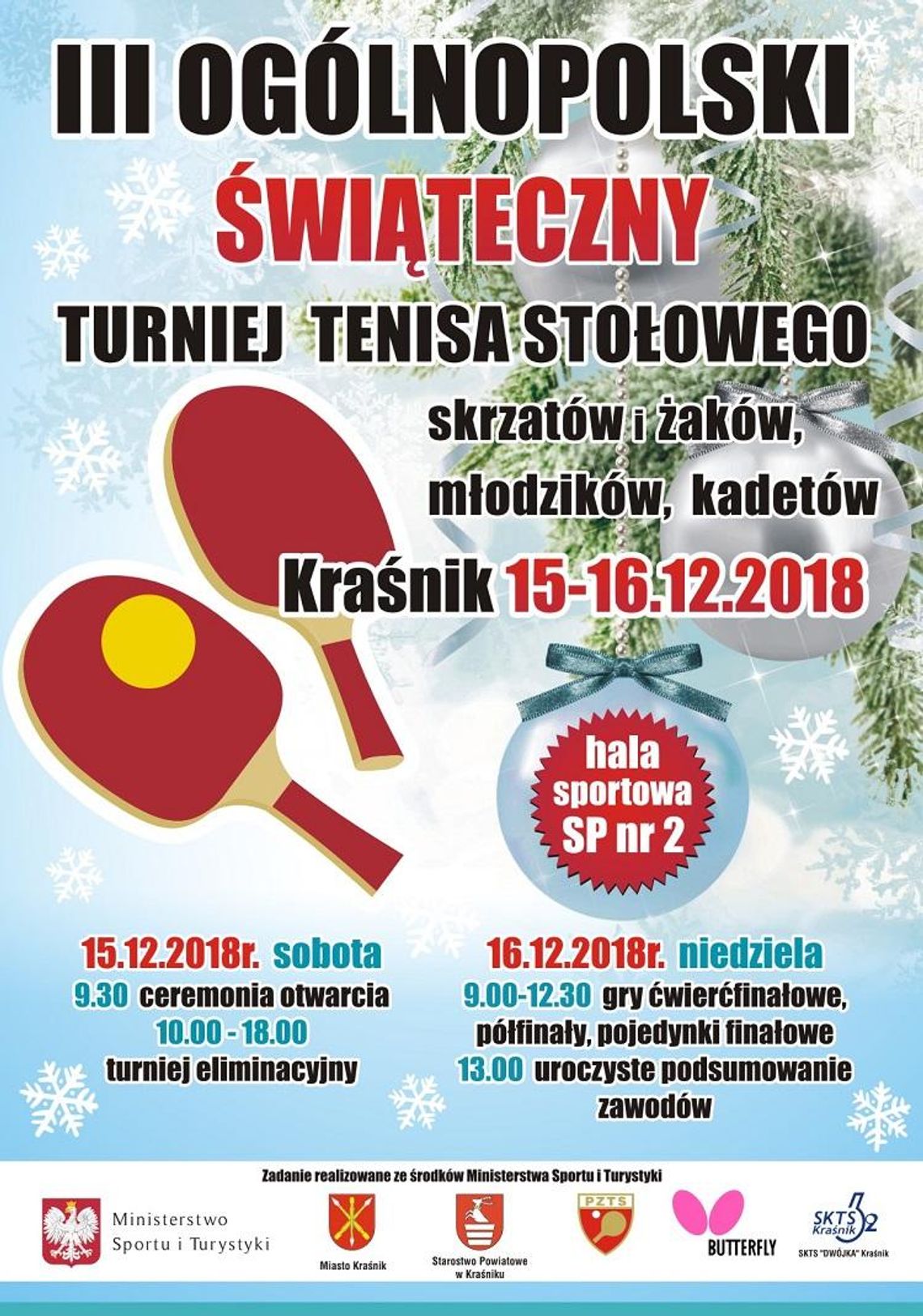  III Ogólnopolski Świąteczny Turniej Tenisa Stołowego Kraśnik 2018