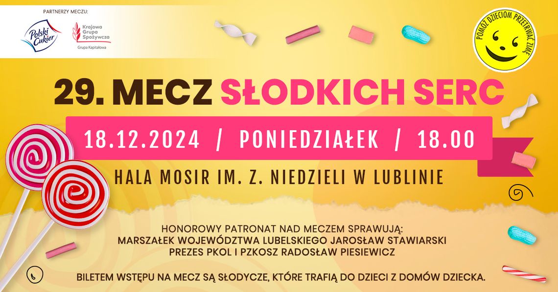 Koszykarski „Mecz słodkich serc” w ramach akcji „Pomóż dzieciom przetrwać zimę”.