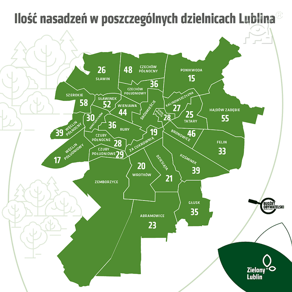 Mapa nasadzeń kilkuset drzew na terenie Lublina gotowa Mapa nasadzeń kilkuset drzew na terenie Lublina gotowa