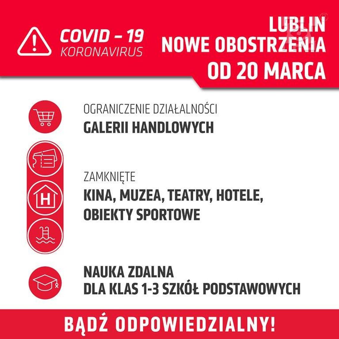 Od 20 marca będą obowiązywały dodatkowe ograniczenia epidemiczne Od 20 marca będą obowiązywały dodatkowe ograniczenia epidemiczne