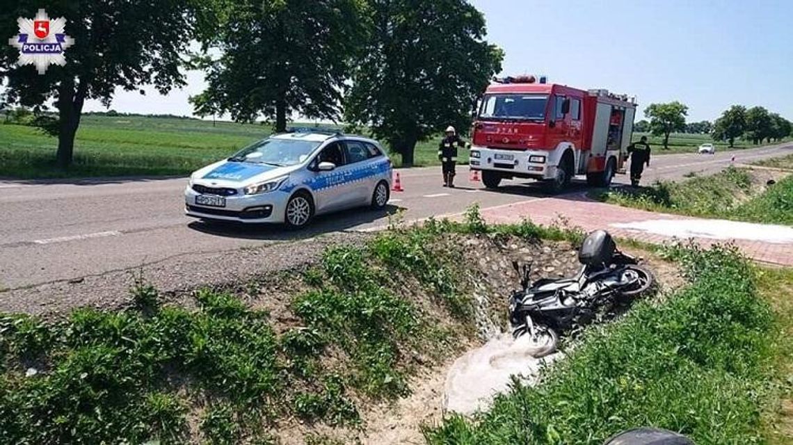 Policja informuje. Świdnik: Przejażdżka motocyklem zakończona w rowie