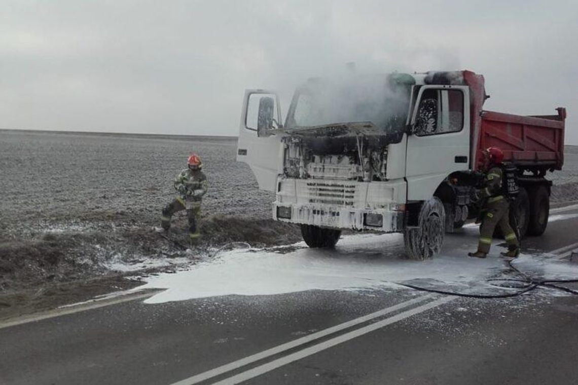 Pożar pojazdu ciężarowego w Marysinie – gmina Bychawa