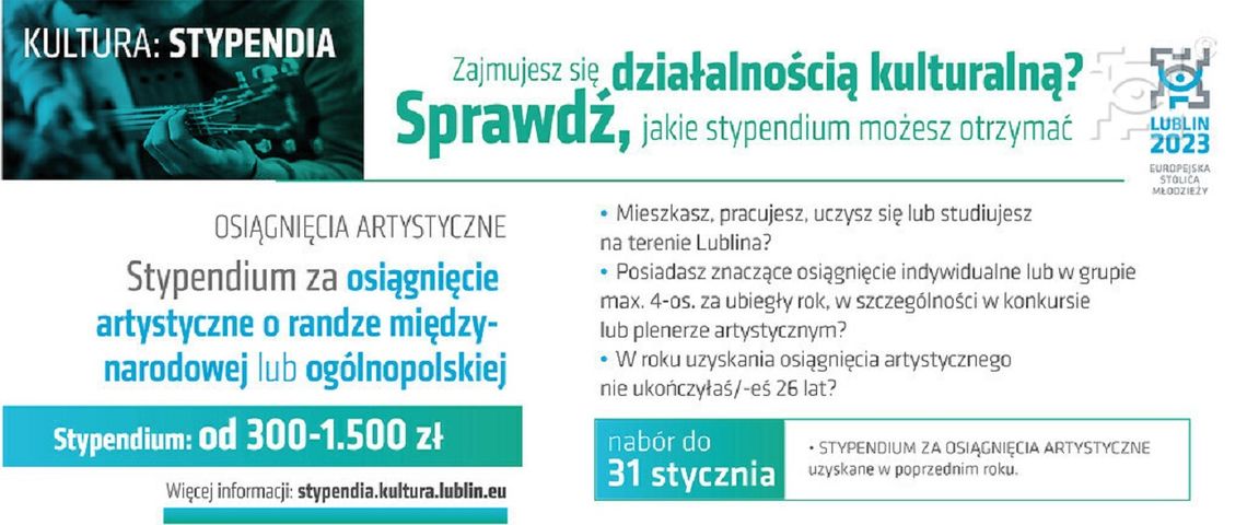 Trwa nabór wniosków o stypendium za osiągnięcia artystyczne