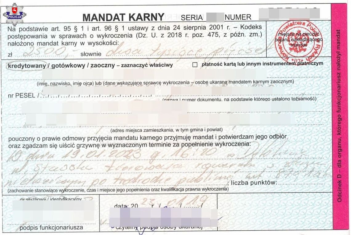 Wpadła, bo nie miała oświetlenia w rowerze Wpadła, bo nie miała oświetlenia w rowerze