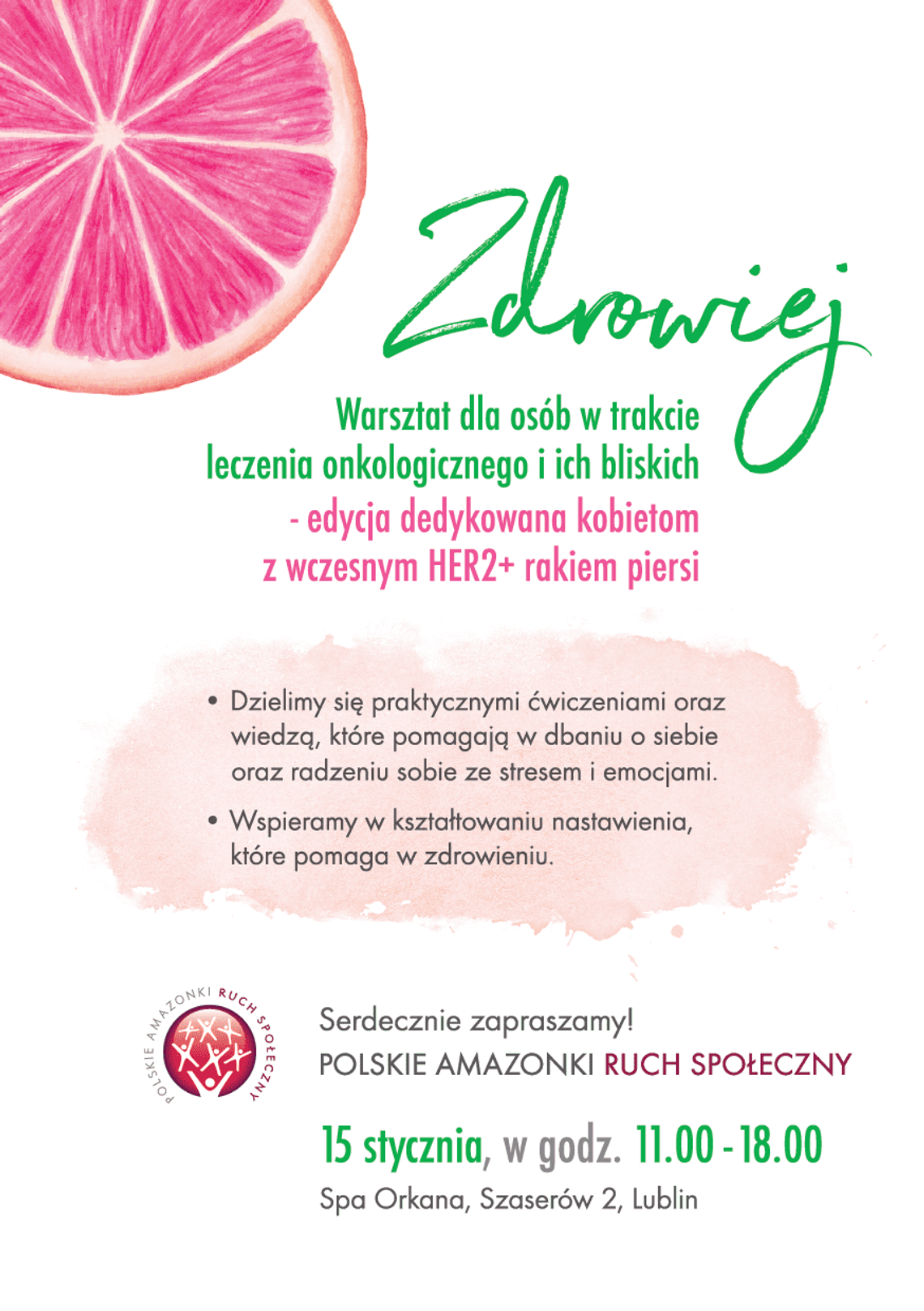 Zadbaj o siebie w chorobie – w Lublinie odbędą się warsztaty „Zdrowiej” * Zadbaj o siebie w chorobie – w Lublinie odbędą się warsztaty „Zdrowiej” *
