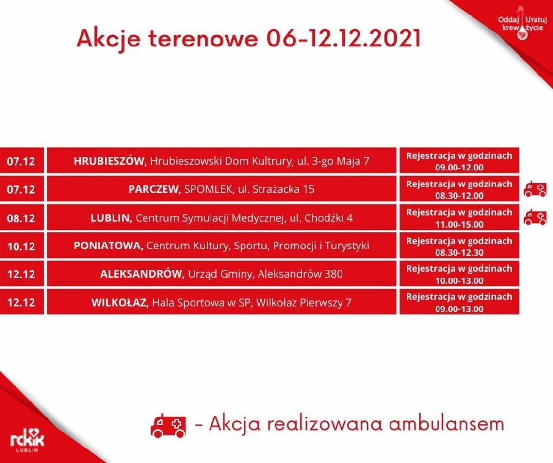 Zaproszenie na terenowe akcje poboru krwi Zaproszenie na terenowe akcje poboru krwi